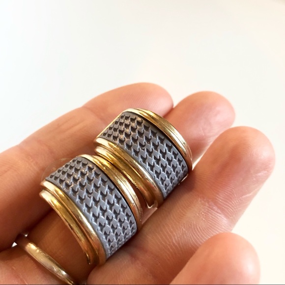 Vintage Weekenders | Pierced Gold Blue Earrings - Picture 3 of 5